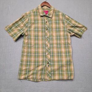 John Browning Mens Camo‎ Plaid Short Sleeve Button Up Shirt Size Medium